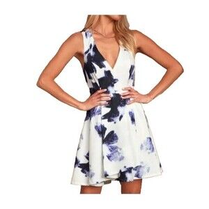 Lulus Feminine Floral A-Lined Sleeveless Knee Length Racerback Design Size Large